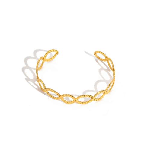 Acier inoxydable 304 bracelet manchette, Plaqué or 18K, bijoux de mode & pour femme & creux, Vendu par PC