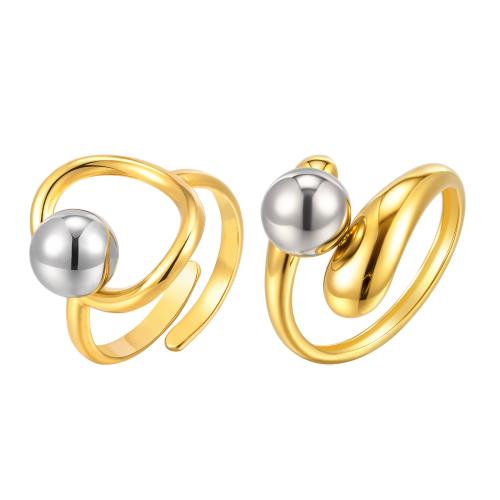 Prst prsten z nerezové oceli, 304 Stainless Steel, á, různé styly pro výběr & pro ženy & dva tón, Prodáno By PC