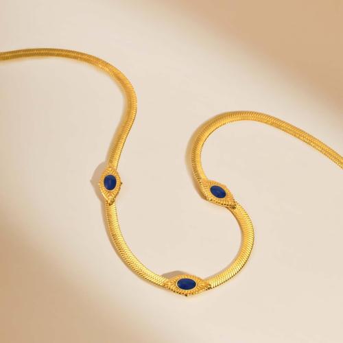 Nerezová ocel šperky náhrdelník, 304 Stainless Steel, módní šperky & pro ženy & epoxy samolepky, zlatý, Prodáno By PC