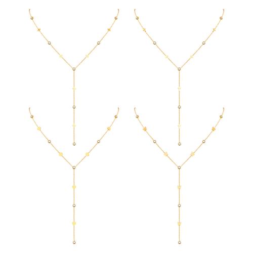 Nerezová ocel šperky náhrdelník, 304 Stainless Steel, s Cubic Zirconia, módní šperky & různé styly pro výběr & pro ženy, zlatý, Prodáno By PC