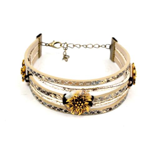 Bracelets cordon PU, alliage de zinc, avec cuir PU & coquille, Placage, bijoux de mode, couleurs mélangées, 14mm, Longueur 23.5 cm, Vendu par PC