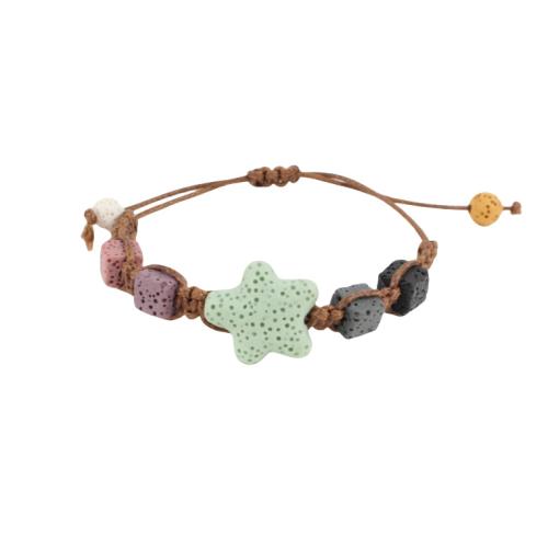 Bracelets de pierres précieuses, lave volcanique, avec corde de cire, bijoux de mode, couleurs mélangées, Longueur 26 cm, Vendu par PC