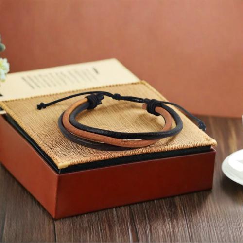 Bracelets cordon PU, corde de cire, avec Chanvre & cuir PU, bijoux de mode, plus de couleurs à choisir, Longueur 7.5 cm, Vendu par PC