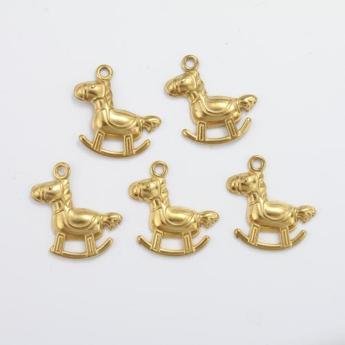 Stainless Steel Pendants 304 Stainless Steel rocking horse gold color plated DIY golden Sold By PC