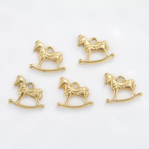 Stainless Steel Pendants 304 Stainless Steel rocking horse gold color plated DIY golden Sold By PC