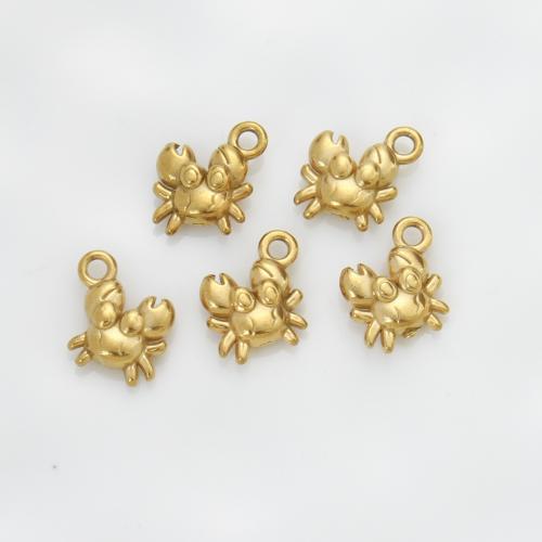 Stainless Steel Animal Pendants 304 Stainless Steel Crab gold color plated DIY golden Sold By PC