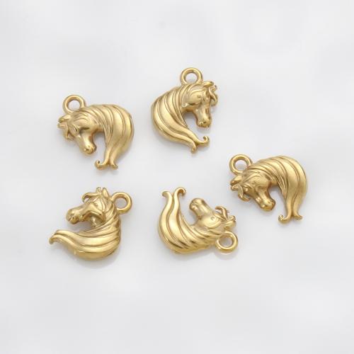 Stainless Steel Animal Pendants 304 Stainless Steel Horse gold color plated DIY golden Sold By PC
