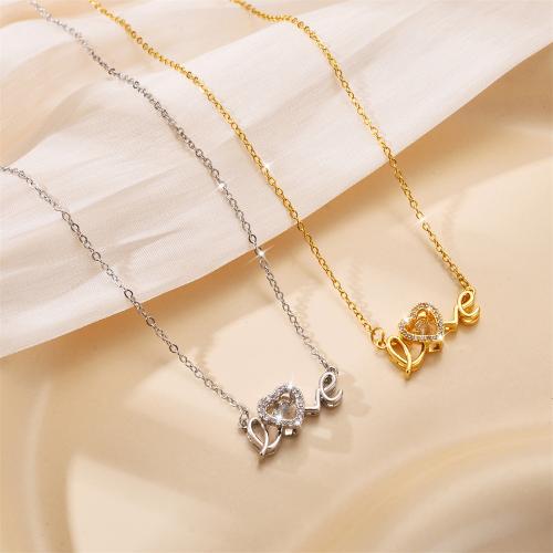 Titanová ocel náhrdelník, Titanium ocel, s Drahokam, módní šperky & pro ženy & dutý, více barev na výběr, Prodáno By PC