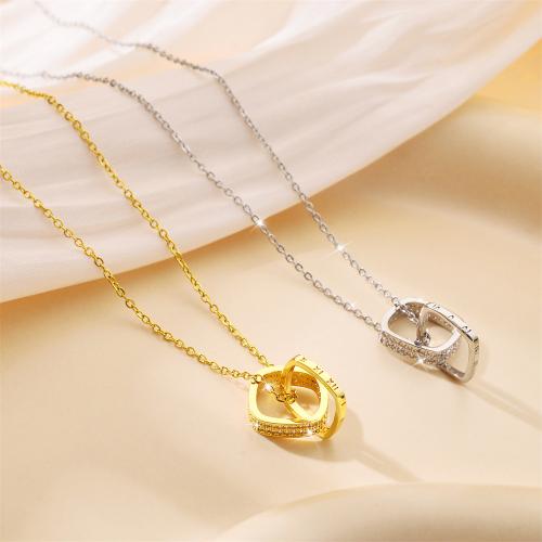 Titanová ocel náhrdelník, Titanium ocel, s Mosaz, Náměstí, módní šperky & pro ženy & s drahokamu, více barev na výběr, Prodáno By PC