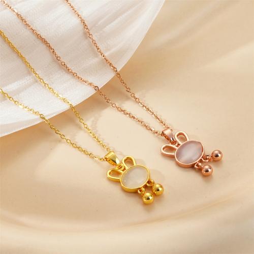 Titanová ocel náhrdelník, Titanium ocel, s Kočky Eye, Králík, módní šperky & pro ženy, více barev na výběr, Prodáno By PC