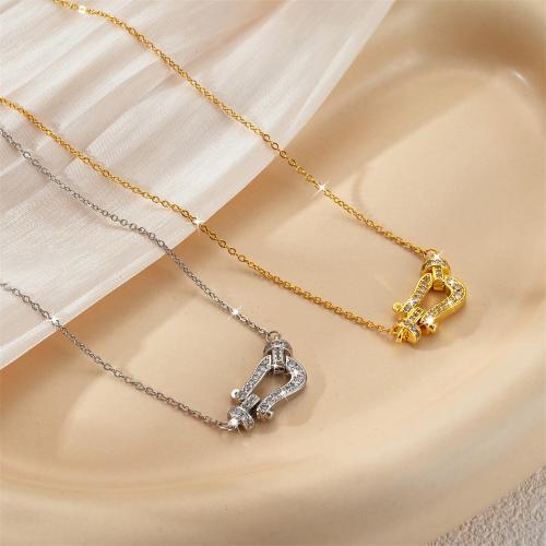 Titanová ocel náhrdelník, Titanium ocel, módní šperky & micro vydláždit kubické zirkony & pro ženy, více barev na výběr, Prodáno By PC