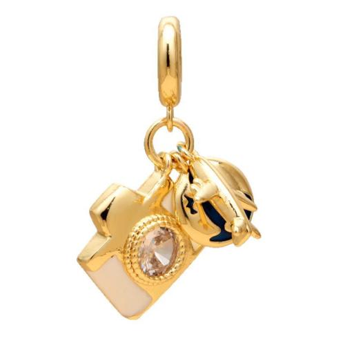 Cubique Pendentif en laiton zircon pavent, Acier inoxydable 304, Placage, styles différents pour le choix & pavé de micro zircon & émail, Vendu par PC