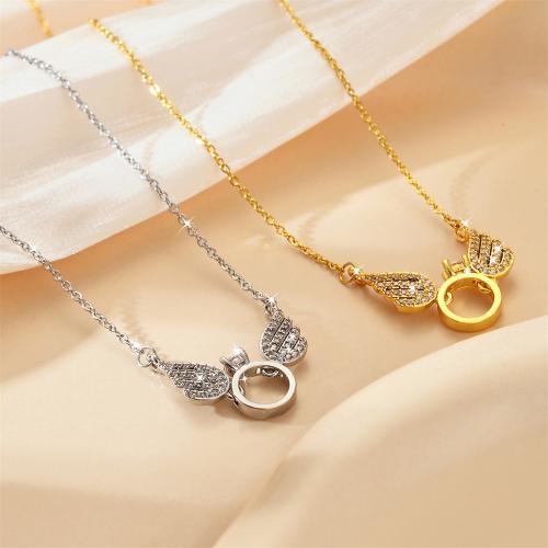 Titanová ocel náhrdelník, Titanium ocel, s Mosaz, Anděl Wing, módní šperky & micro vydláždit kubické zirkony & pro ženy, více barev na výběr, Prodáno By PC