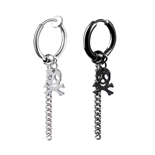 304 Edelstahl Huggie Hoop Ohrhänger, Schädel, plattiert, unisex & verschiedene Stile für Wahl, 45mm, verkauft von PC