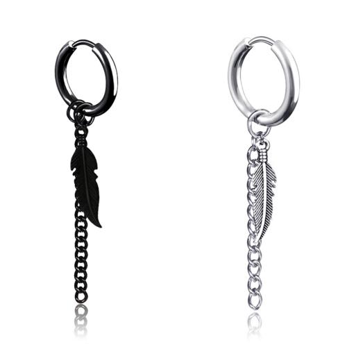 304 Edelstahl Huggie Hoop Ohrhänger, Blatt, plattiert, unisex & verschiedene Stile für Wahl, 45mm, verkauft von PC