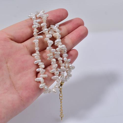 925 Sterling Silver Pärlhalsband, med Freshwater Pearl, Barock, mode smycken, vit, 7-8mm, Längd 43 cm, Säljs av PC