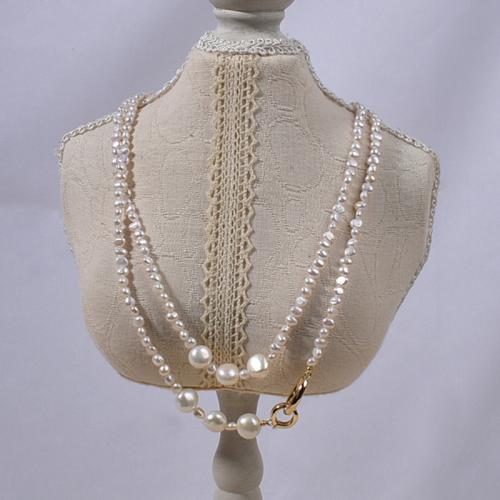 Sötvatten Pearl tröja kedja halsband, Freshwater Pearl, med Mässing, Barock, plated, mode smycken & flerskikts, vit, nickel, bly och kadmium gratis, 4-5mm, Längd 81 cm, Säljs av PC