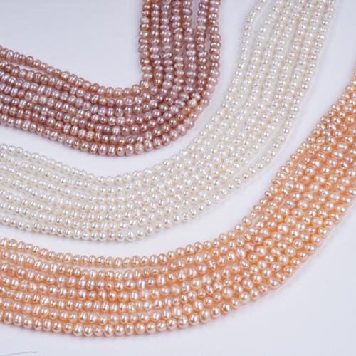 Brambor pěstované sladkovodní perle, Sladkovodní Pearl, Mírně kulaté, DIY, více barev na výběr, 4-5mm, Prodáno za 36 cm Strand