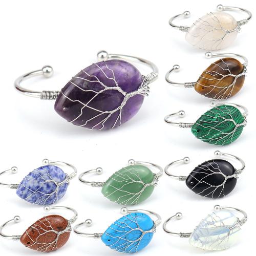 pierre gemme bracelet manchette, avec fil en laiton & laiton, fait à la main, bijoux de mode & différents matériaux pour le choix & unisexe, Vendu par PC