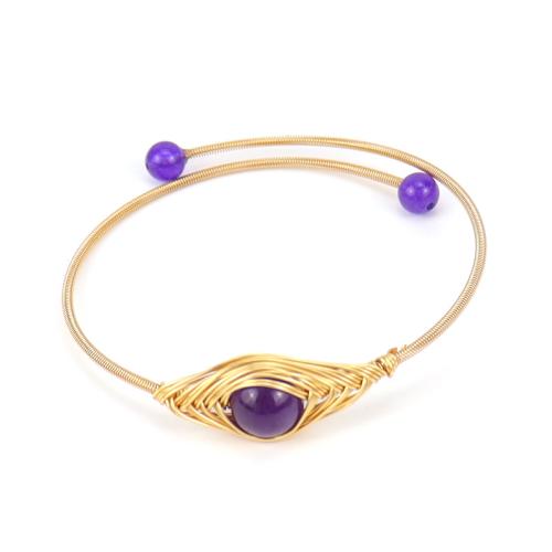 pierre gemme bracelet, avec laiton, fait à la main, bijoux de mode & différents matériaux pour le choix & unisexe, Or, Vendu par PC