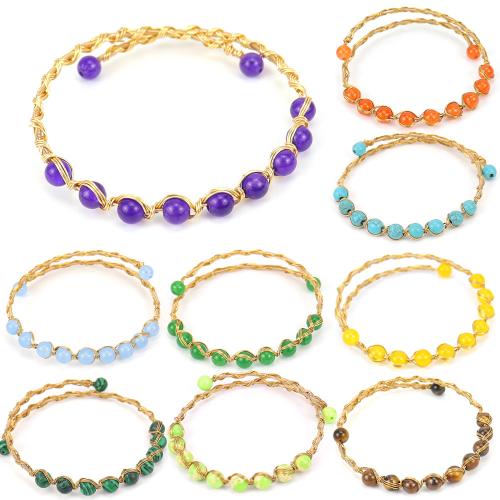 pierre gemme bracelet manchette, avec laiton, fait à la main, bijoux de mode & différents matériaux pour le choix & unisexe, Or, Vendu par PC