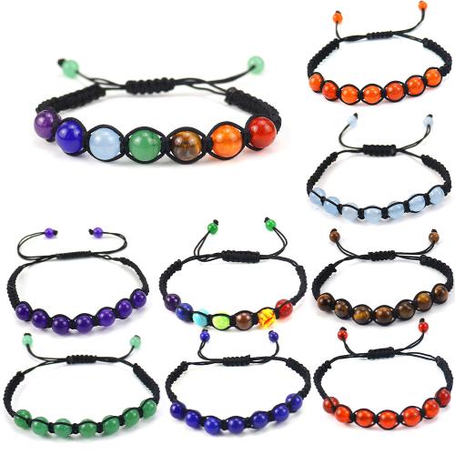 pierre gemme bracelet, avec corde en nylon, fait à la main, bijoux de mode & différents matériaux pour le choix & unisexe, noir, Longueur Environ 20 cm, Vendu par PC