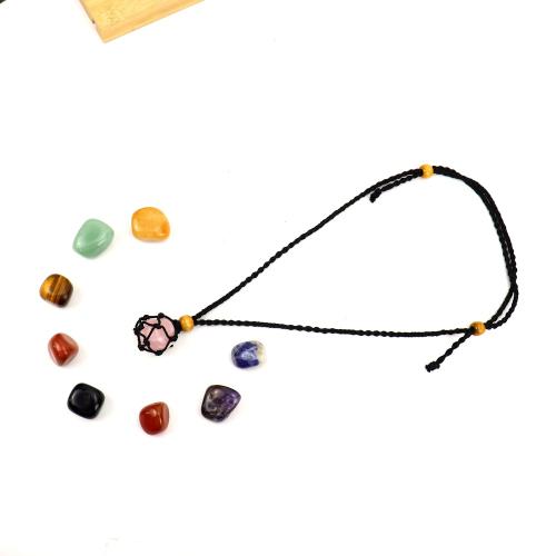 Collier bijoux de pierre gemme, avec corde en nylon, fait à la main, bijoux de mode & différents matériaux pour le choix & unisexe, noire, Vendu par PC