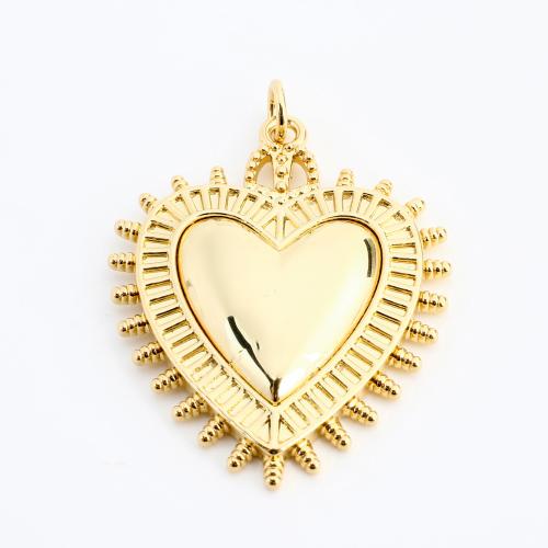 Pendentifs coeur en laiton, Placage, DIY, doré, 32x26x4mm, Vendu par PC