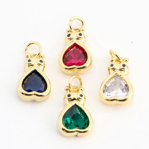 Cubique Pendentif en laiton zircon pavent, Placage de couleur d'or, DIY & pavé de micro zircon, plus de couleurs à choisir, 17x9x4mm, Vendu par PC