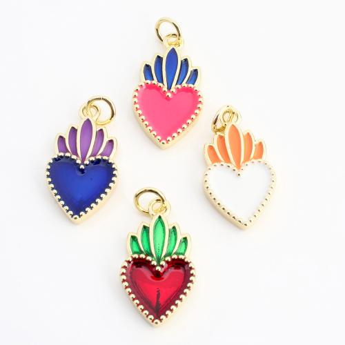 Pendentifs coeur en laiton, Placage de couleur d'or, DIY & émail, plus de couleurs à choisir, 21x11x3mm, Vendu par PC