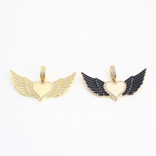 Cubique Pendentif en laiton zircon pavent, Placage de couleur d'or, DIY & pavé de micro zircon, plus de couleurs à choisir, 26x46x7mm, Vendu par PC