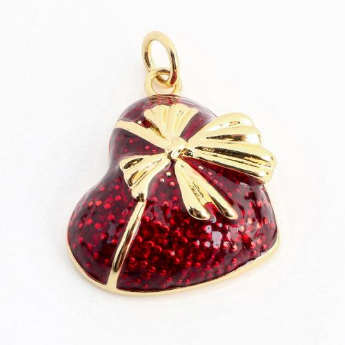 Pendentifs coeur en laiton, Placage de couleur d'or, DIY & émail, 22x16x5mm, Vendu par PC