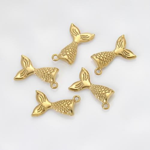 Stainless Steel Pendants 304 Stainless Steel Mermaid tail gold color plated DIY golden Sold By PC