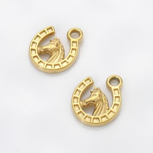 Stainless Steel Animal Pendants 304 Stainless Steel Horse gold color plated DIY golden Sold By PC