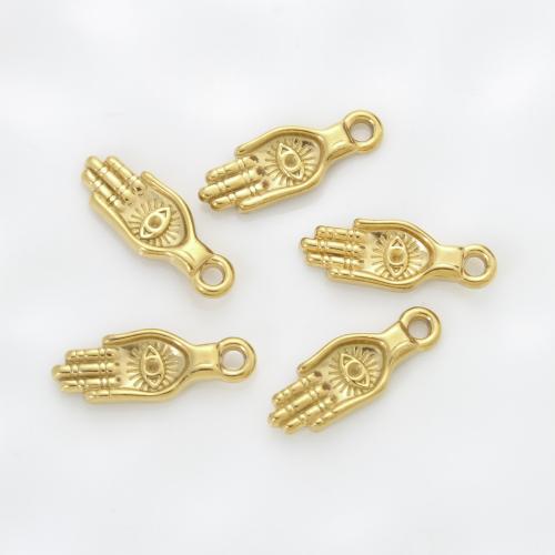 Edelstahl Schmuck Anhänger, 304 Edelstahl, Hand, goldfarben plattiert, DIY, goldfarben, 24.60x9x3.60mm, verkauft von PC