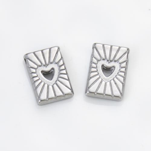 Rostfritt stål pärlor, 304 rostfritt stål, Square, silver pläterad, DIY, silver, 15.30x10x2.90mm, Säljs av PC