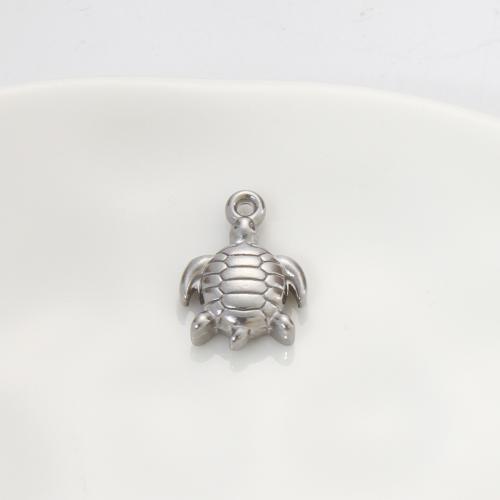 Stainless Steel Animal Pendants 304 Stainless Steel Turtle silver color plated DIY silver color Sold By PC