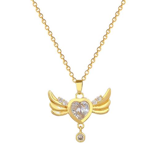 Titanová ocel náhrdelník, Titanium ocel, s Mosaz, módní šperky & micro vydláždit kubické zirkony & pro ženy, zlatý, Prodáno By PC