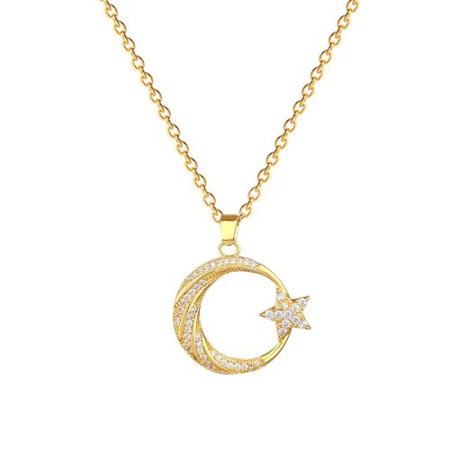 Titanová ocel náhrdelník, Titanium ocel, s Mosaz, módní šperky & micro vydláždit kubické zirkony & pro ženy, zlatý, Prodáno By PC