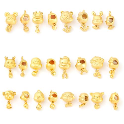 Brass Spacer Beads Chinese Zodiac gold color plated DIY Sold By PC