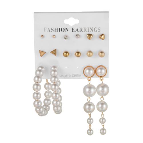 Zink Alloy Örhänge Set, med Plast Pearl, plated, olika stilar för val & för kvinna & med strass, earring length 3-80mm, Säljs av Ställ