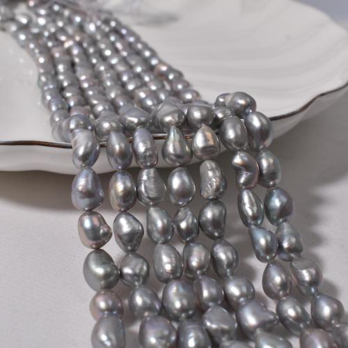 Wiedergeborene kultivierte Süßwasserperlen, Natürliche kultivierte Süßwasserperlen, Barock, DIY, grau, 8-9mm, Länge 36 cm, verkauft von PC