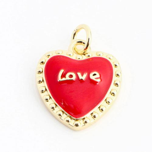 Pendentifs coeur en laiton, DIY & émail, doré, 15x14x3mm, Vendu par PC