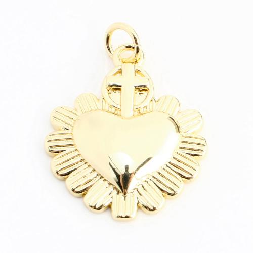 Pendentifs coeur en laiton, DIY, doré, 21x18x3mm, Vendu par PC