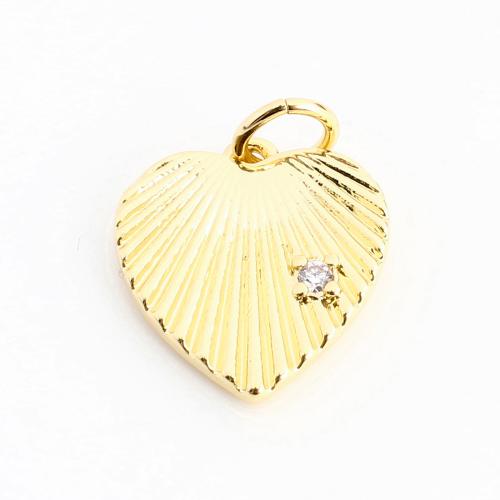 Cubique Pendentif en laiton zircon pavent, coeur, DIY & pavé de micro zircon, doré, 13x13x2mm, Vendu par PC