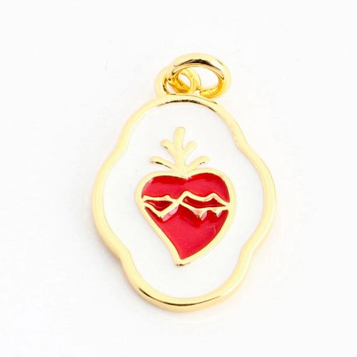 Pendentifs coeur en laiton, DIY & émail, doré, 15x11x1mm, Vendu par PC