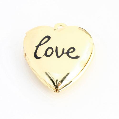 Blås Locket Häng, Mässing, Hjärta, DIY & emalj, gyllene, 22x19x6mm, Säljs av PC