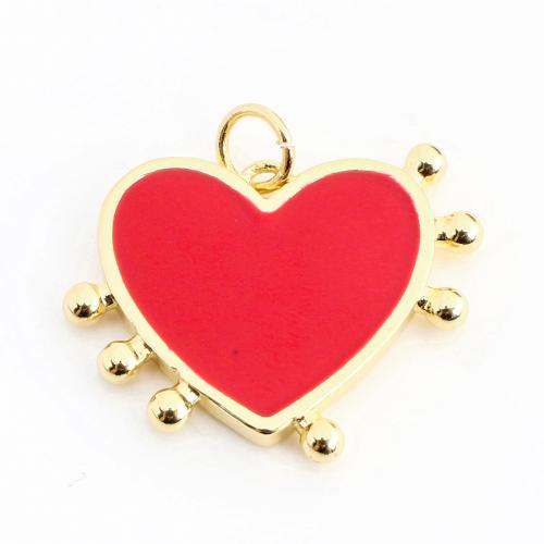Pendentifs coeur en laiton, DIY & émail, doré, 18x22x2mm, Vendu par PC
