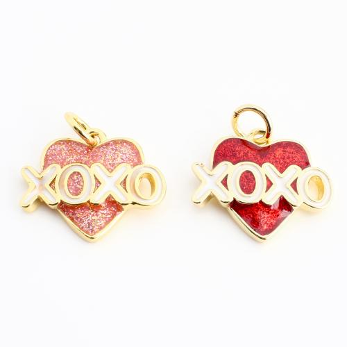 Pendentifs coeur en laiton, Placage de couleur d'or, DIY & émail, plus de couleurs à choisir, 14x16x2mm, Vendu par PC