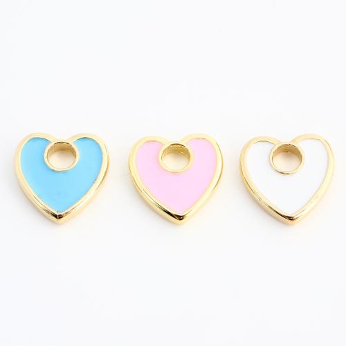 Pendentifs coeur en laiton, Placage de couleur d'or, DIY & émail, plus de couleurs à choisir, 10x10x2mm, Vendu par PC